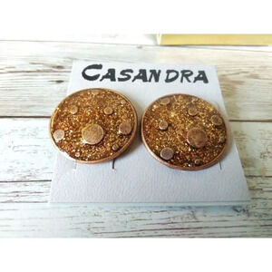 Vintage 1980s Copper Glam Circle Earrings Perfect Condition